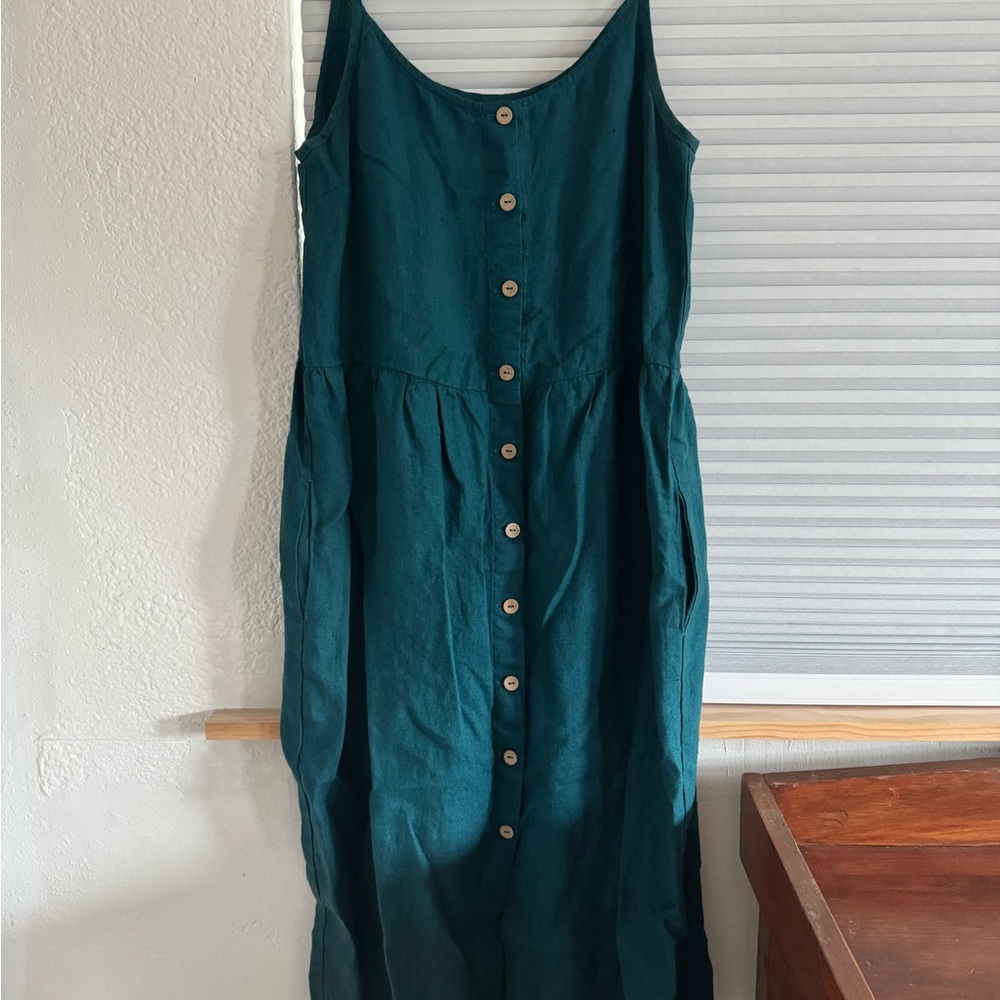 notPERFECTLINEN emerald Green VALLEY dress with Rimini top